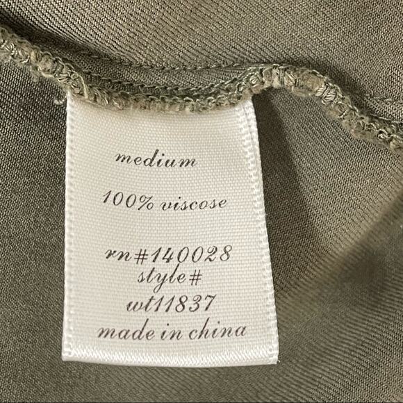 Harper Collared Hi-Low Hem Long Sleeve Button Front Blouse Women's Olive Size M - Picture 8 of 9